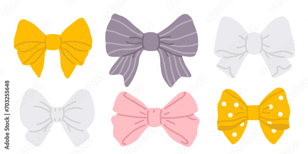 Vector illustration set of cute bows or bow tie for digital stamp,greeting card,sticker,icon,design Vector illustration set of cute bows or bow tie for digital stamp,greeting card,sticker,icon,design