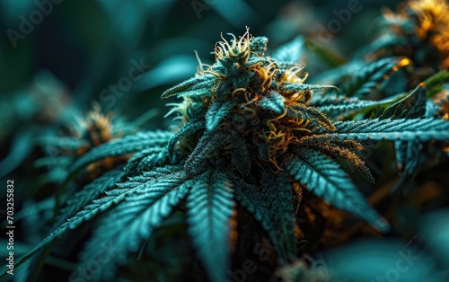 Green cannabis plant close ...