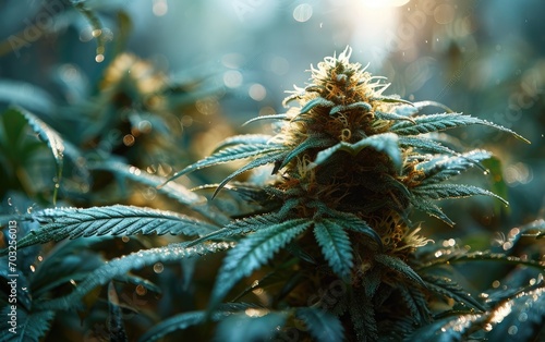 Green cannabis plant close ...
