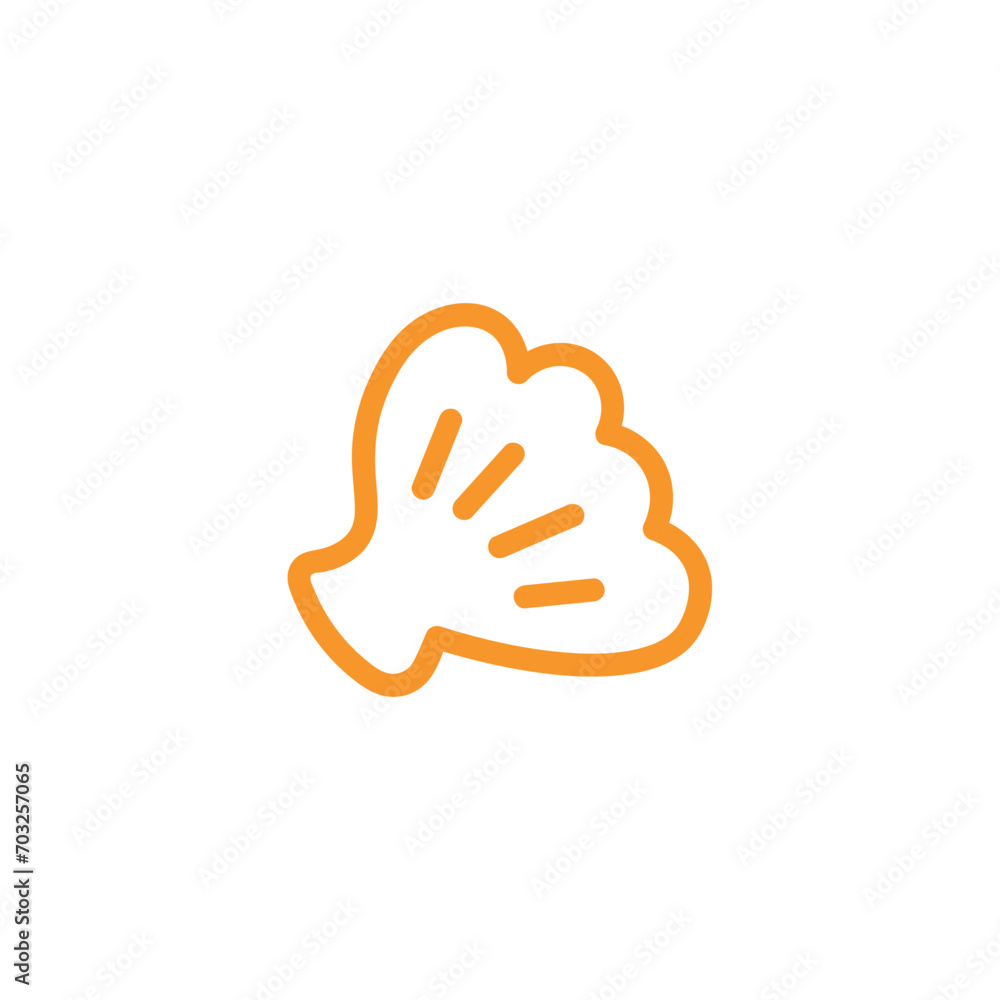 Summer element of set with outline design. Crafted in an outline design with a harmonious blend of orange and blue hues, image showcases a graceful seashell. Vector illustration.