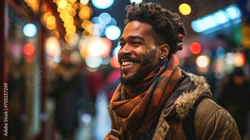 portrait of attractive young black man smiling © Barosanu