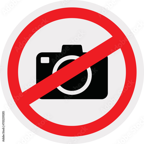 No take photo sign, No use camera sign with black camera symbol and red no sign or symbol