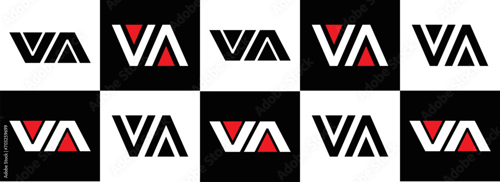 VA logo. VA set , V A design. White VA letter. VA, V A letter logo design. Initial letter VA letter logo set, linked circle uppercase monogram logo. V A letter logo vector design.
VA logo. VA set , V A design. White VA letter. VA, V A letter logo design. Initial letter VA letter logo set, linked circle uppercase monogram logo. V A letter logo vector design.