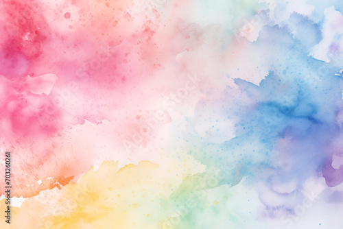 Watercolor background with space for text. Colorful creative handmade backdrop for web design, social media, for printing on paper and postcards. Brush spots.