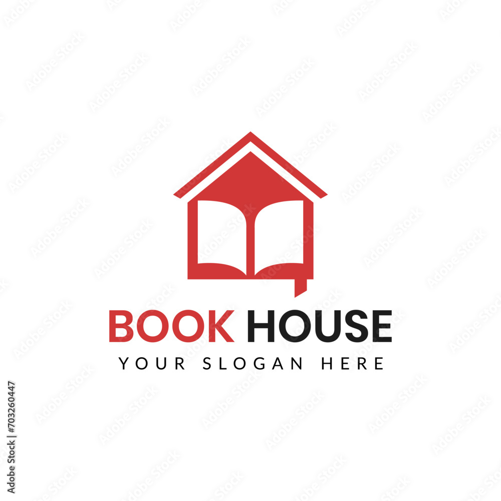 house with book logo vector design on white background house with book logo vector design on white background