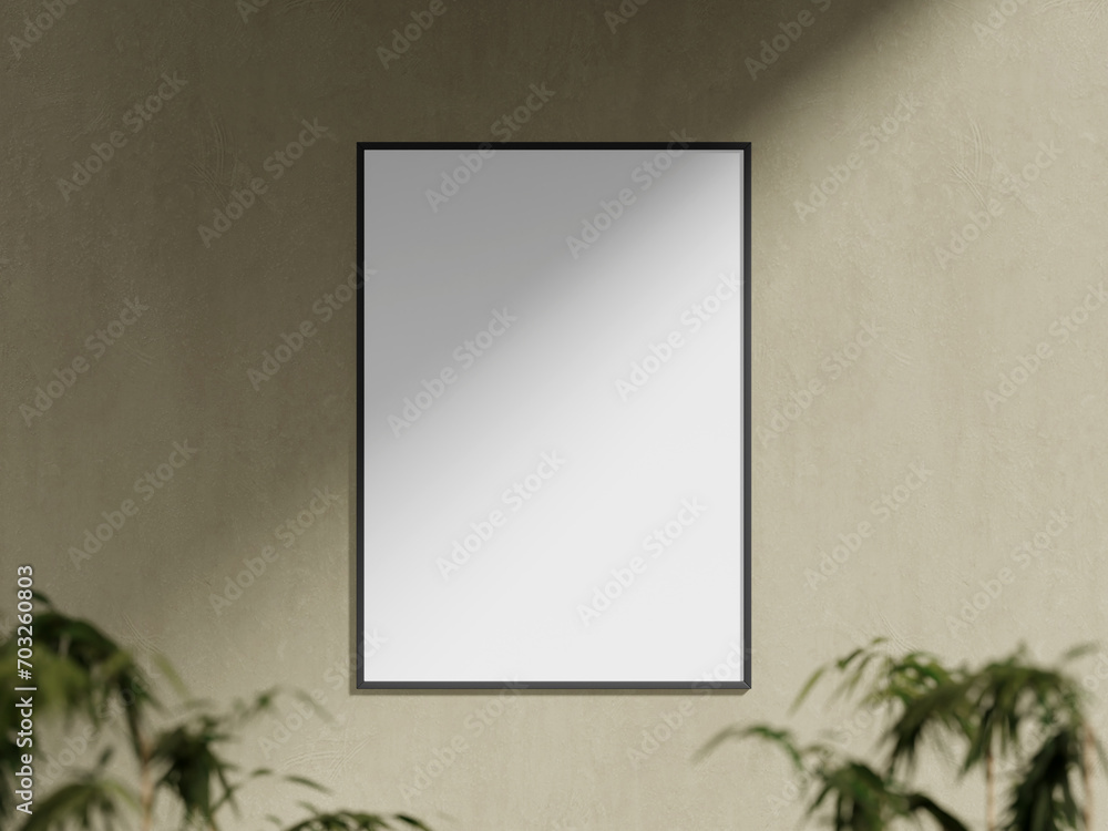 Interior poster mockup with frame in home interior background Interior poster mockup with frame in home interior background