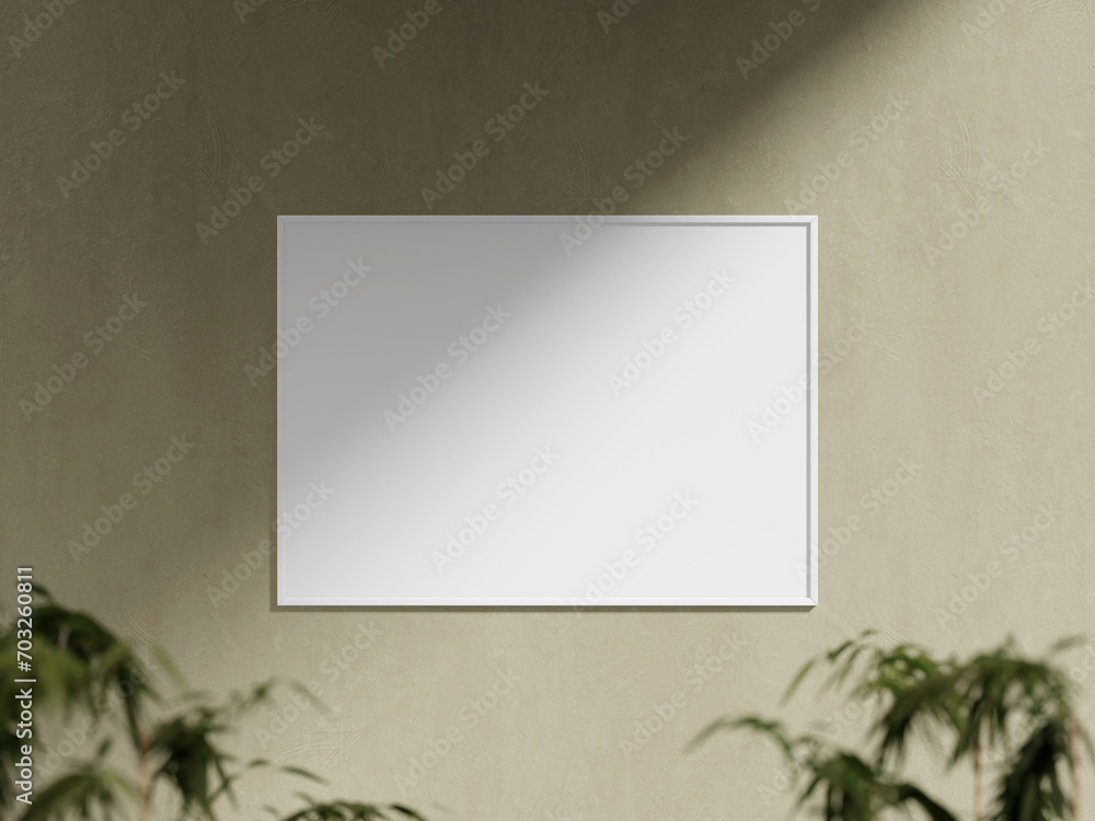 Interior poster mockup with frame in home interior background Interior poster mockup with frame in home interior background