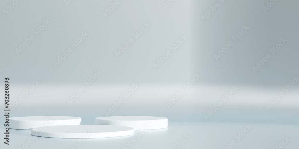 3d display product minimal scene with geometric podium platform. cylinder background 3d rendering with podium. stand for cosmetic products. Stage showcase on pedestal 3d studio - obrazy, fototapety, plakaty 