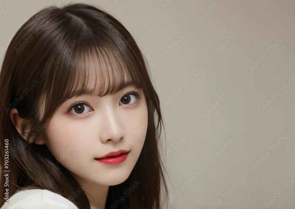 Japanese female model smiling gently. Generative AI Japanese female model smiling gently. Generative AI