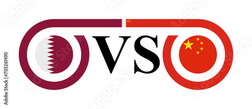 concept between qatar vs china. vector illustration isolated on white background
