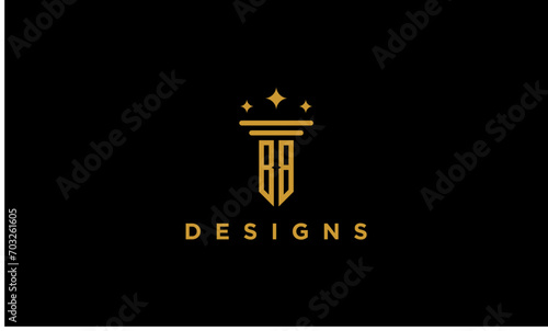 letter bb initial pillar luxury monogram law lawyer logo design photo