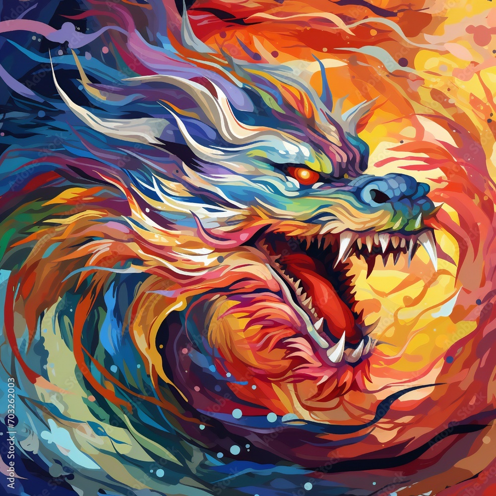 Dragon year abstract art design Generative AI Dragon year abstract art design Generative AI