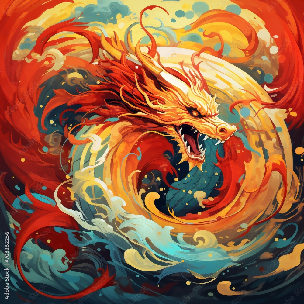 Dragon year abstract art design Generative AI Dragon year abstract art design Generative AI