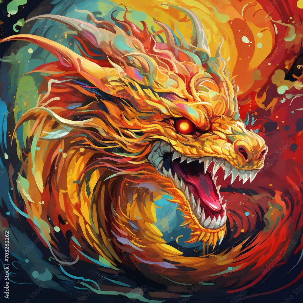 Dragon year abstract art design Generative AI Dragon year abstract art design Generative AI