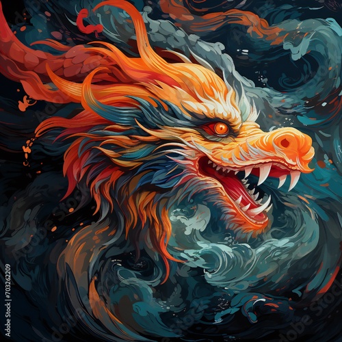 Dragon year abstract art design Generative AI 