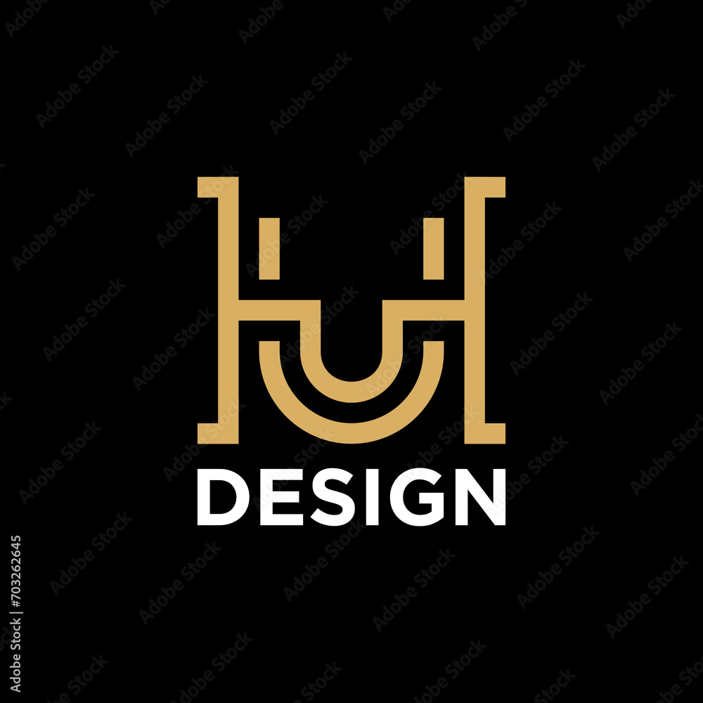 hu or uh luxury monogram logo design
