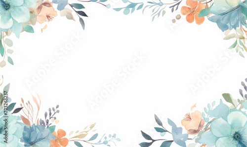 Vector watercolor floral frame background, pastel colors