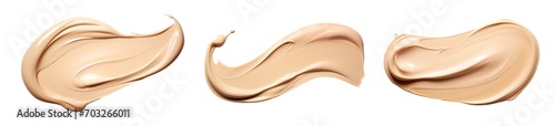 banner set of cosmetic smears of foundation cream on a transparent background photo