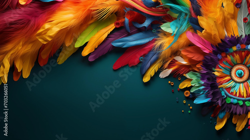 Colorful brazilian carnival background copy space on Background, Ai generated image