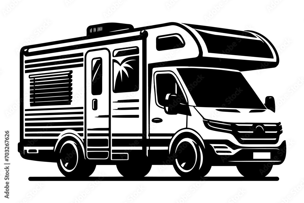 Modern Camper Van isolated. AI vector illustration