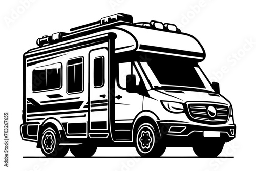 Modern Camper Van isolated. AI vector illustration