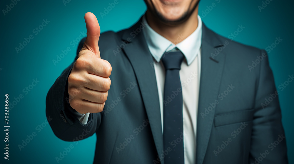 Businessman showing thumbs up - closeup shot Businessman showing thumbs up - closeup shot