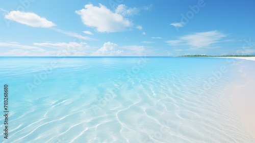 Fototapeta Naklejka Na Ścianę i Meble -  Soothing blue sea waves with perfectly smooth beach sand on a sunny day. Summer rest.