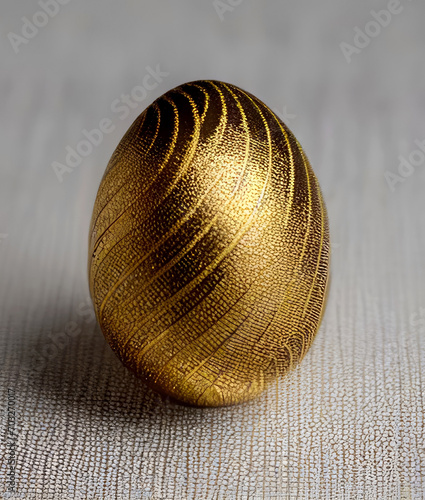 Golden Easter egg on gray background.Generative AI