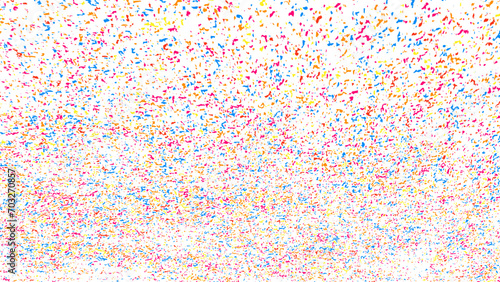 Abstract motley explosion of confetti. Colorful grainy texture isolated on white background. Colored overlay elements. Vector illustration. photo