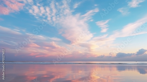 Aerial view sunset sky, Nature beautiful Light Sunset or sunrise over sea, Colorful dramatic majestic scenery Sky with Amazing clouds and waves in sunset sky purple light cloud background © alexkich