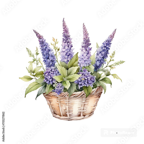 Watercolor Flower Basket