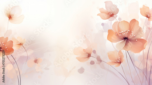 Elegant tiny flowers transparent watercolour background. Pastel colour palette. Generative AI