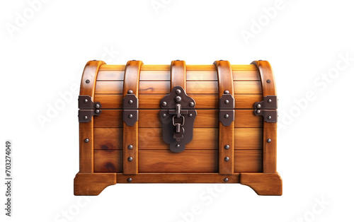 8k Realistic Wooden Chest On Transparent Background.