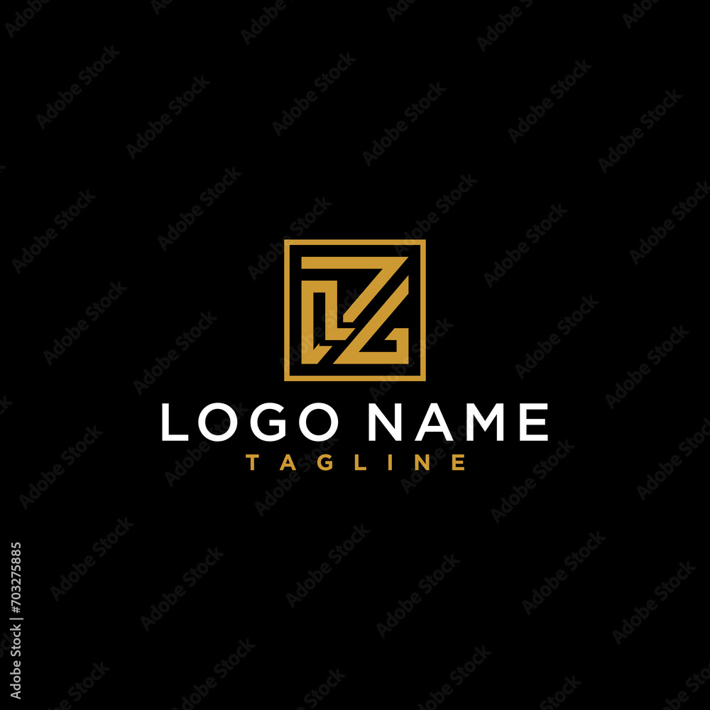 letter lz or zl luxury abstract initial square logo design inspiration - obrazy, fototapety, plakaty 