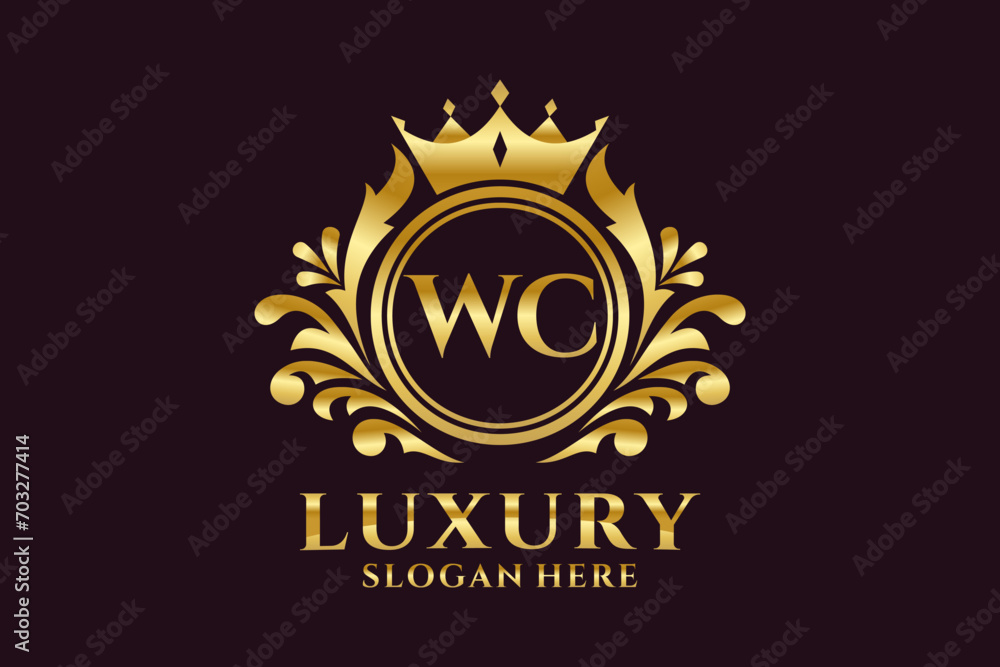 Naklejka premium Initial WC Letter Royal Luxury Logo template in vector art for luxurious branding projects and other vector illustration.