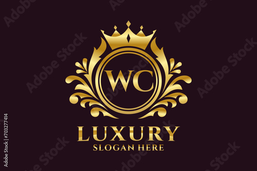 Initial WC Letter Royal Luxury Logo template in vector art for luxurious branding projects and other vector illustration.