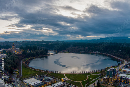 Olympia  Washington at sunset in December