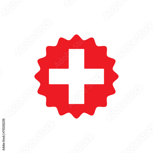 First aid kit badge label vector icon