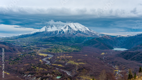 Mount St Helens at dusk in December