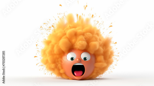 Mind blown cute emoji exploding head emoticon on white background