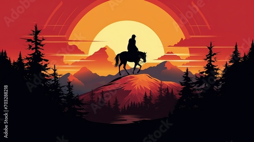 Elegant Horseback Riding, AI-Generated Illustration for T-shirt Design.