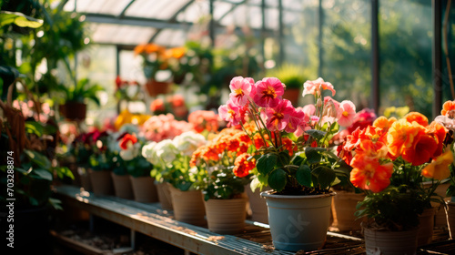Growing flowers in greenhouses. Ecological way of growing. © graja