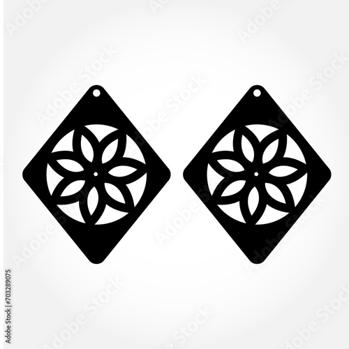 Laser Cuttting Rhombus Earrings Digital Template