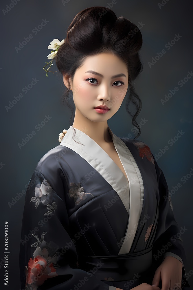 An elegant portrayal of a Japanese lady in a ballet attire, her hair flawlessly braided and makeup kept subtle, captured against the backdrop of a studio. An elegant portrayal of a Japanese lady in a ballet attire, her hair flawlessly braided and makeup kept subtle, captured against the backdrop of a studio.