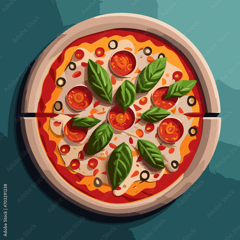 Pizza. Homemade pizza. Delicious pizza. Freshly made Italian margherita pizza with buffalo