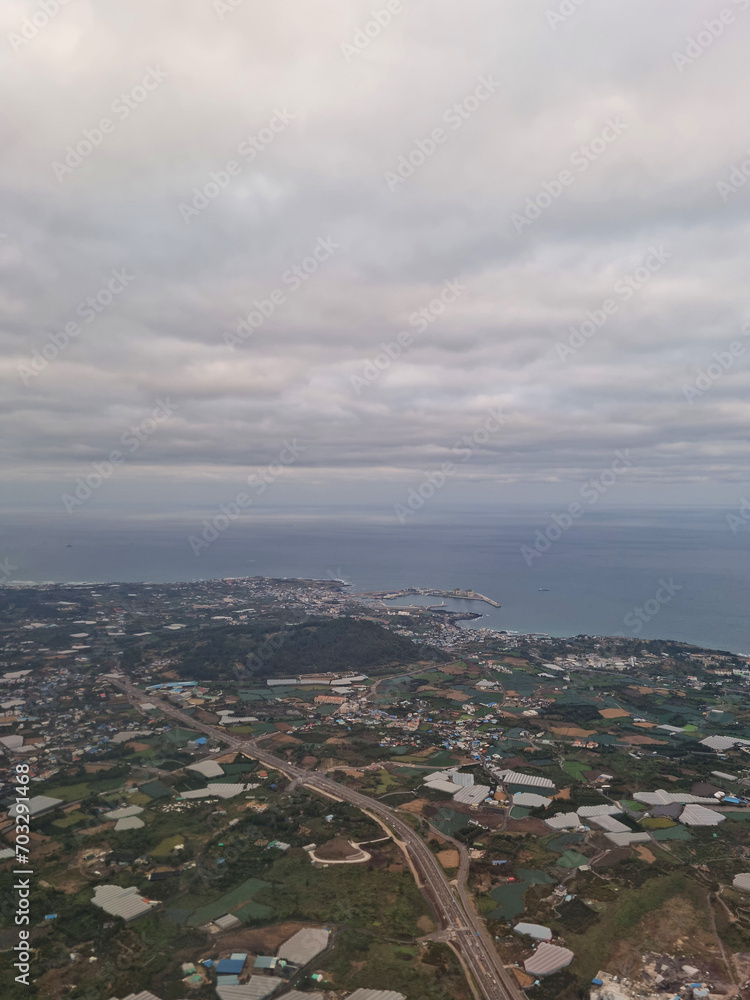 Obraz premium This is an aerial view of Jeju Island.