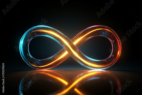 Endless loop Glowing neon infinity symbol underlines eternal significance
