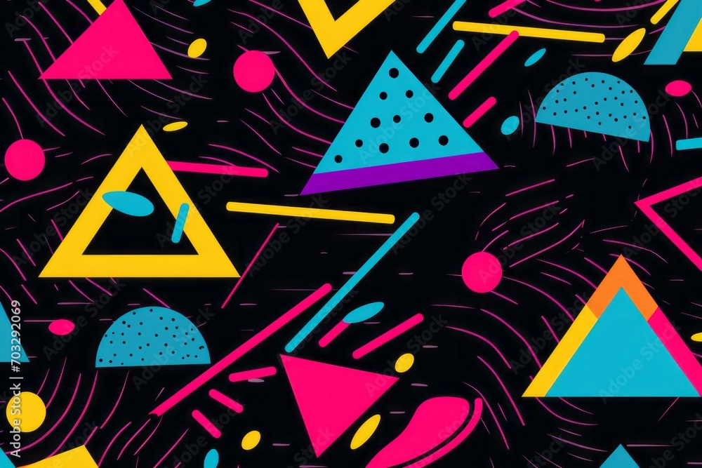 Infuse your project with the spirit of the 80s using a patterned background, featuring dynamic shapes, pastel gradients, and iconic retro elements, Generative AI Infuse your project with the spirit of the 80s using a patterned background, featuring dynamic shapes, pastel gradients, and iconic retro elements, Generative AI