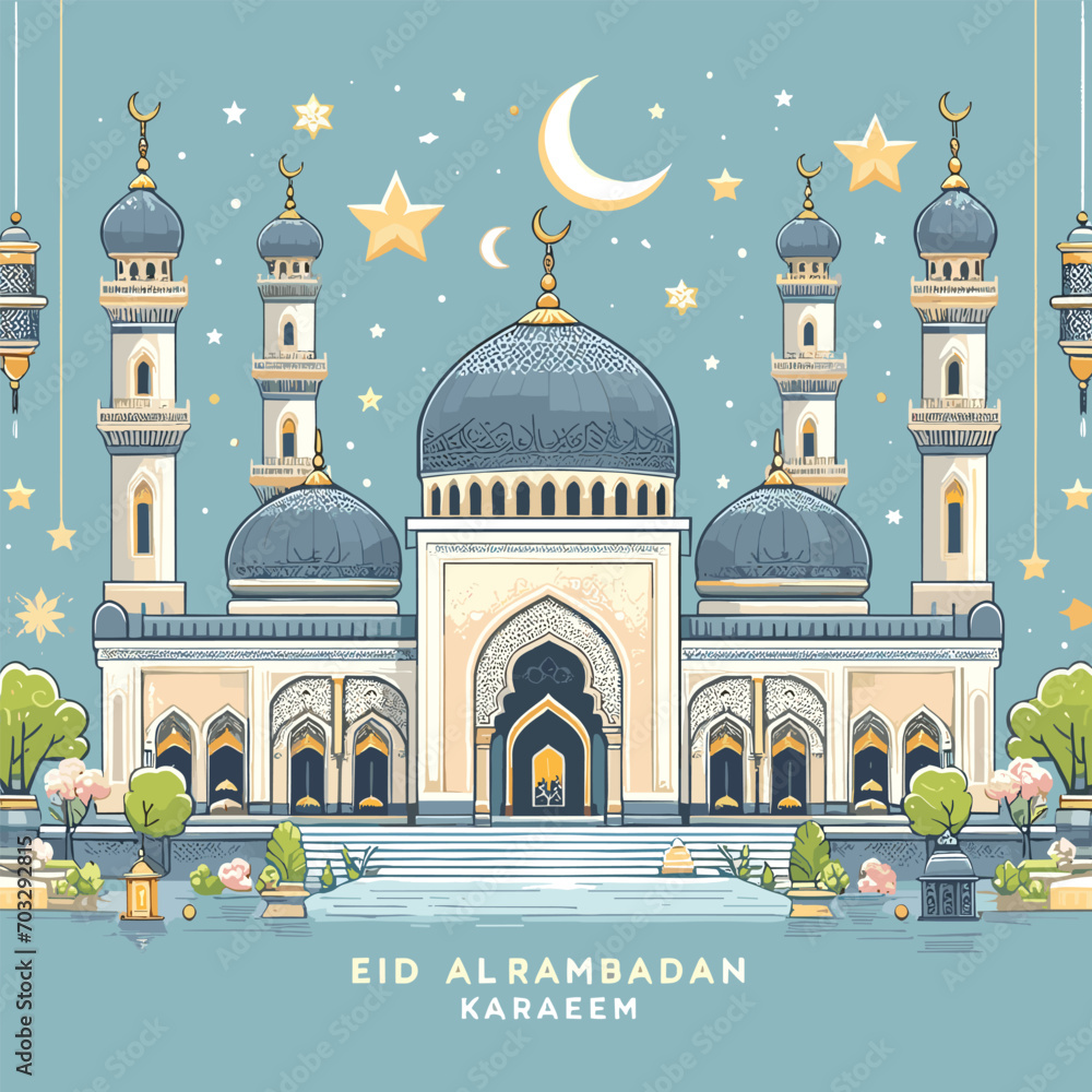 Eid adha mubarak greeting islamic illustration background