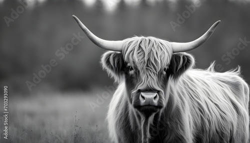 Scottish highland cattle as black and white theme